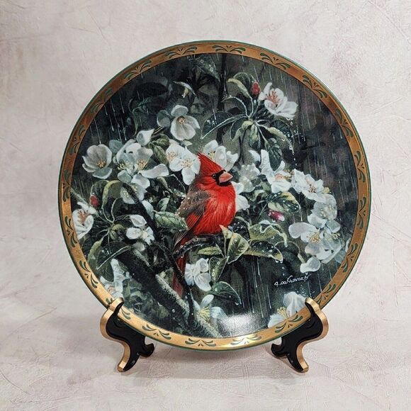 2 Bradex China Plates Ltd Ed. 'CARDINALS IN WINTER' & 'EARLY MORNING RAIN' - Picture 6 of 9